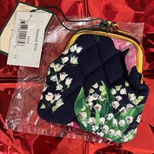 Vera Bradley Kisslock RTH Coin Purse Navy Blue Pink Polka Dot Mini NWT Sealed